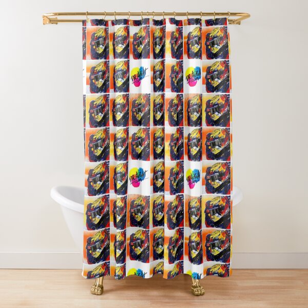 Max Verstappen F1 graffiti painting collage by DRAutoArt Shower Curtain