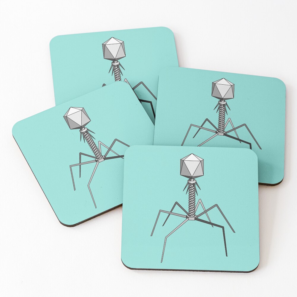 T4 bacteriophage virus Coasters (Set of 4)