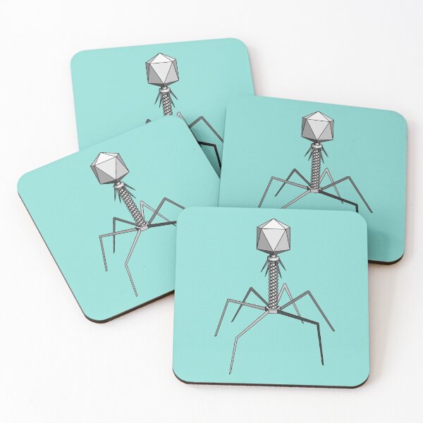T4 bacteriophage virus Coasters (Set of 4)