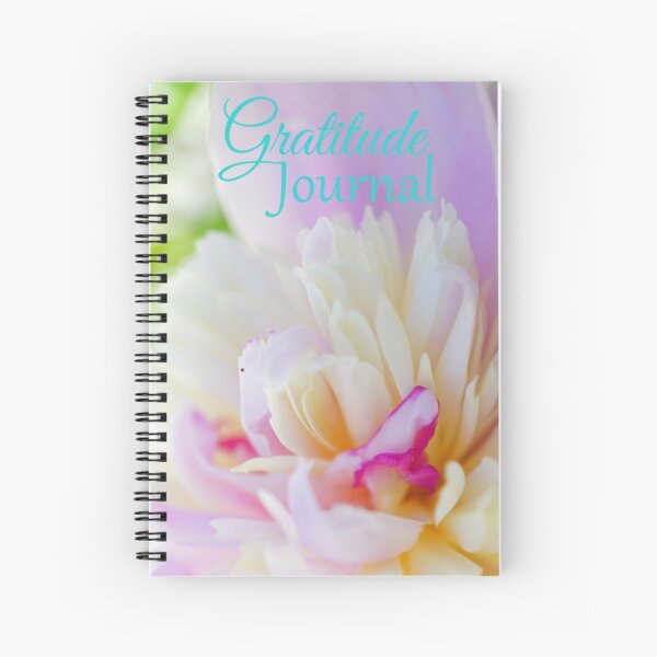 Gratitude Journal - Pink and white peony flower Spiral Notebook