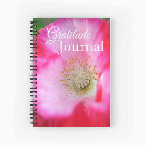 Gratitude Journal - Pink and red poppy flower Spiral Notebook