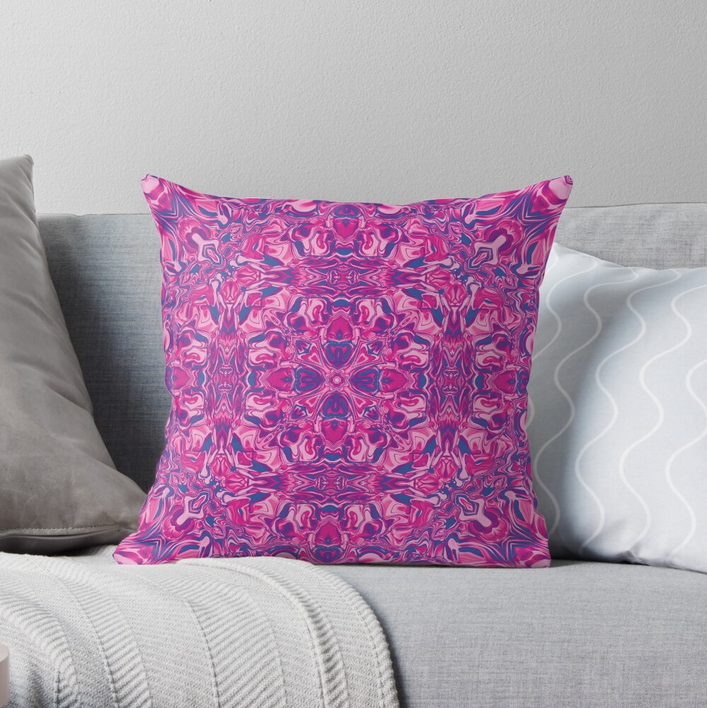 Liquefied Flow II - Candy Pink Throw Pillow