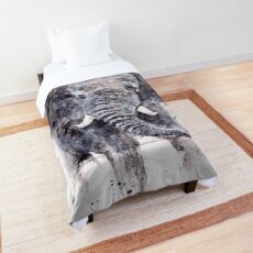 Elephant Painting - Elephant Watercolour Painting by Syman Kaye - Modern Elephant Art Comforter