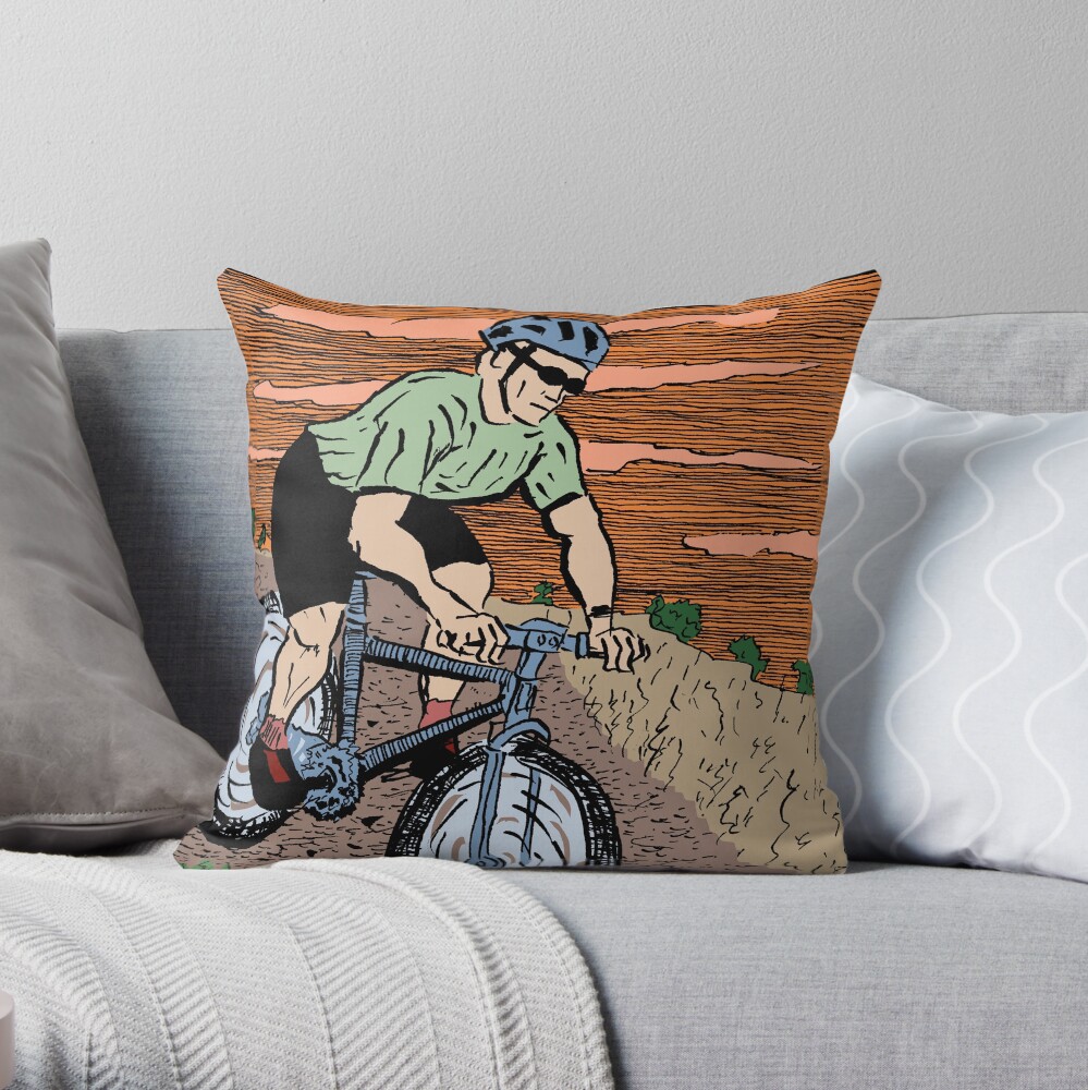 Mountain Biking On Corral Loop Throw Pillow