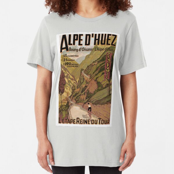 Vintage French Swiss Alps sport bicycle poster Slim Fit T-Shirt