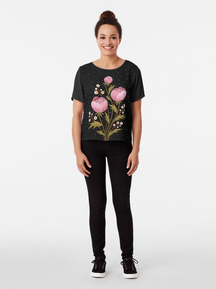 Alternate view of Blooms in the dark Chiffon Top
