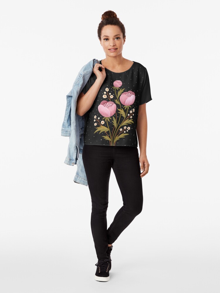Alternate view of Blooms in the dark Chiffon Top