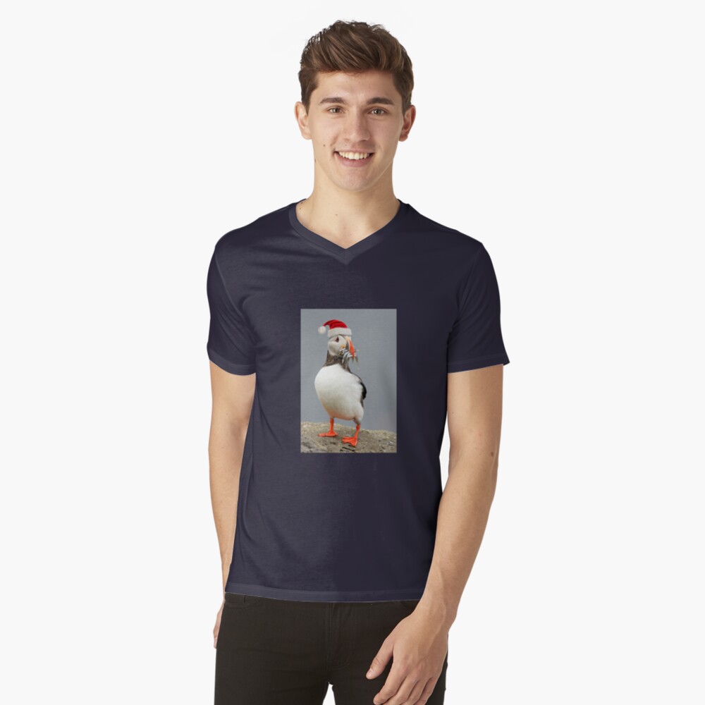 Holiday Puffin V-Neck T-Shirt
