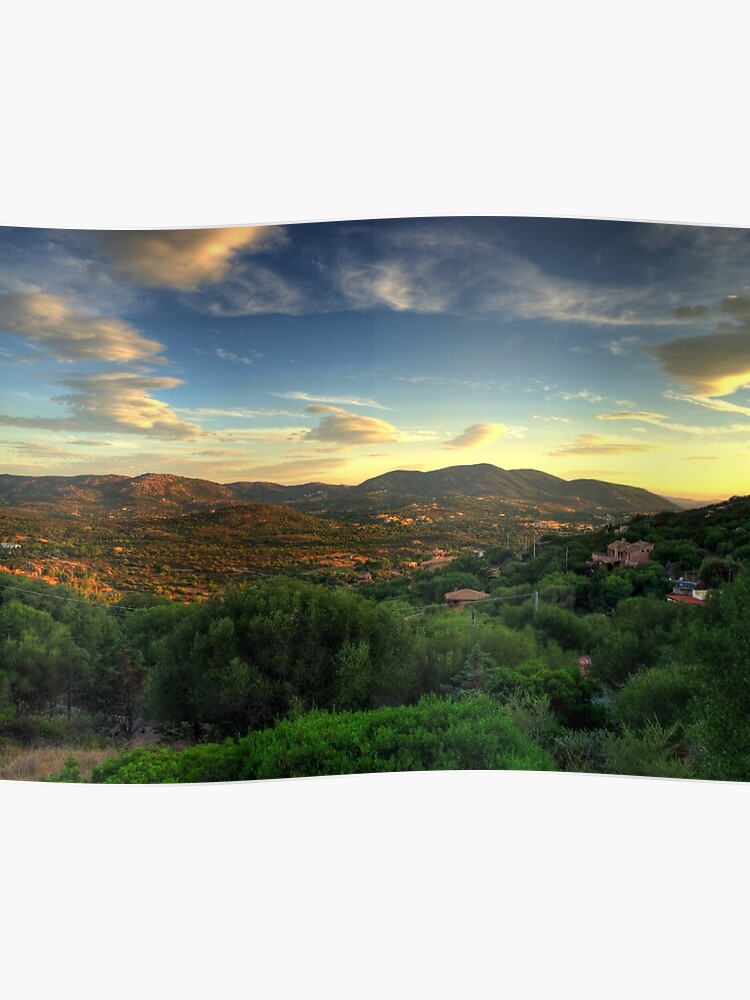 Sardaigne Coucher De Soleil à Porto Istana Costa Smeralda Poster