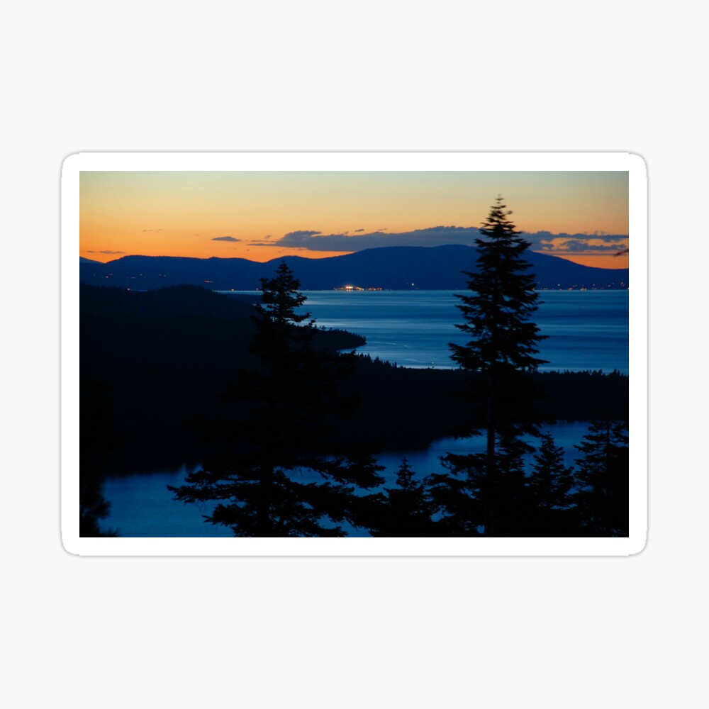 Lake Tahoe Sunset and View of North Shore Sticker