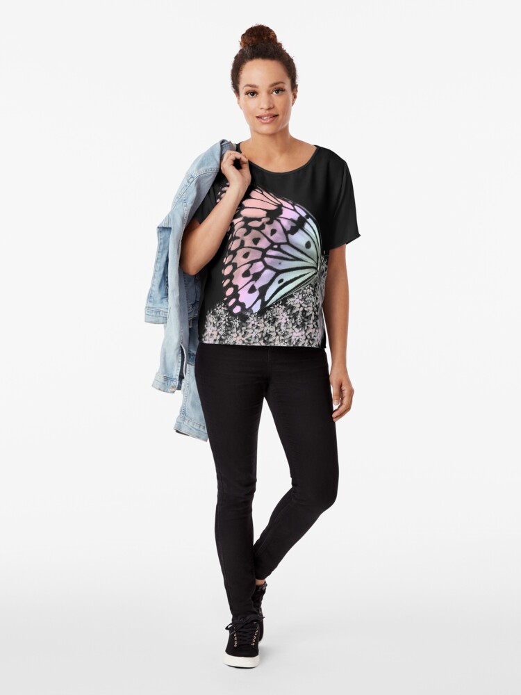 Alternative Ansicht von bunter Schmetterling, Insekt, Natur Chiffon Top