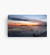 Winter Sunset over Pic Island on Lake Superior at Marathon Ontario Canada Metal Print