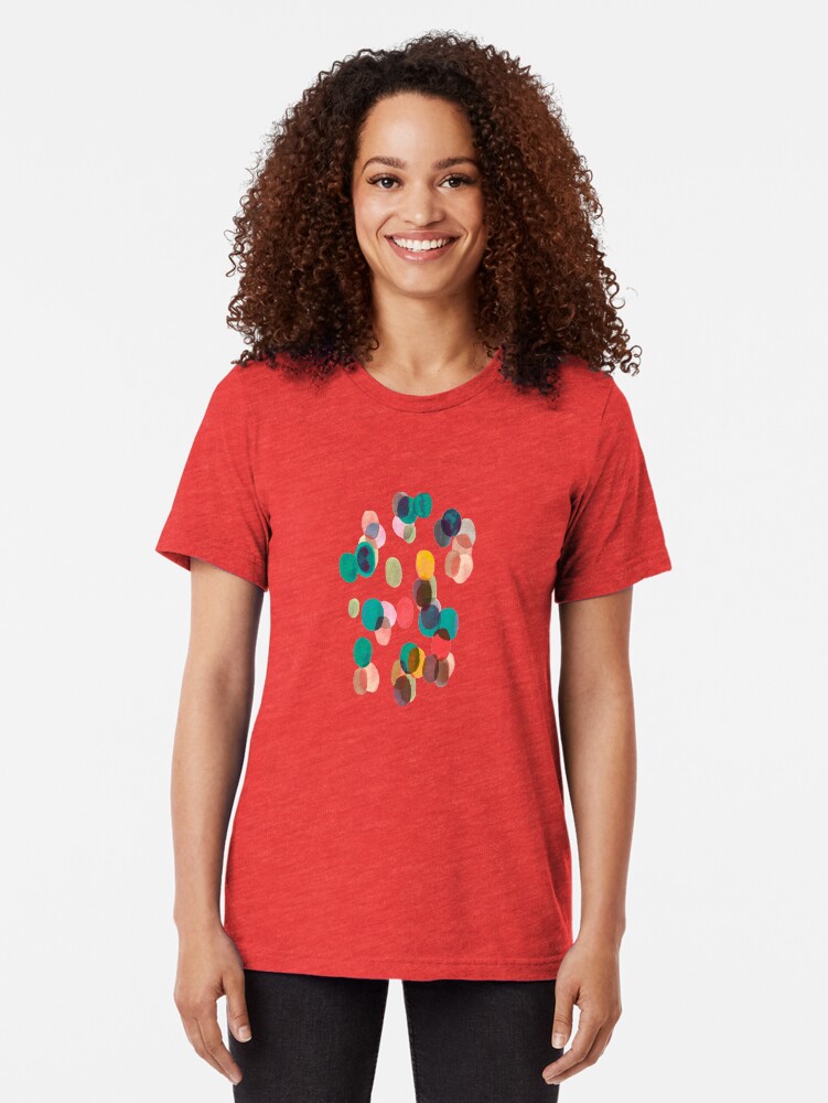 Alternate view of Tropical rain dots - Orange green yellow Tri-blend T-Shirt
