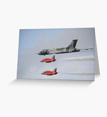 Vulcan XH558 with the Red Arrows Greeting Card