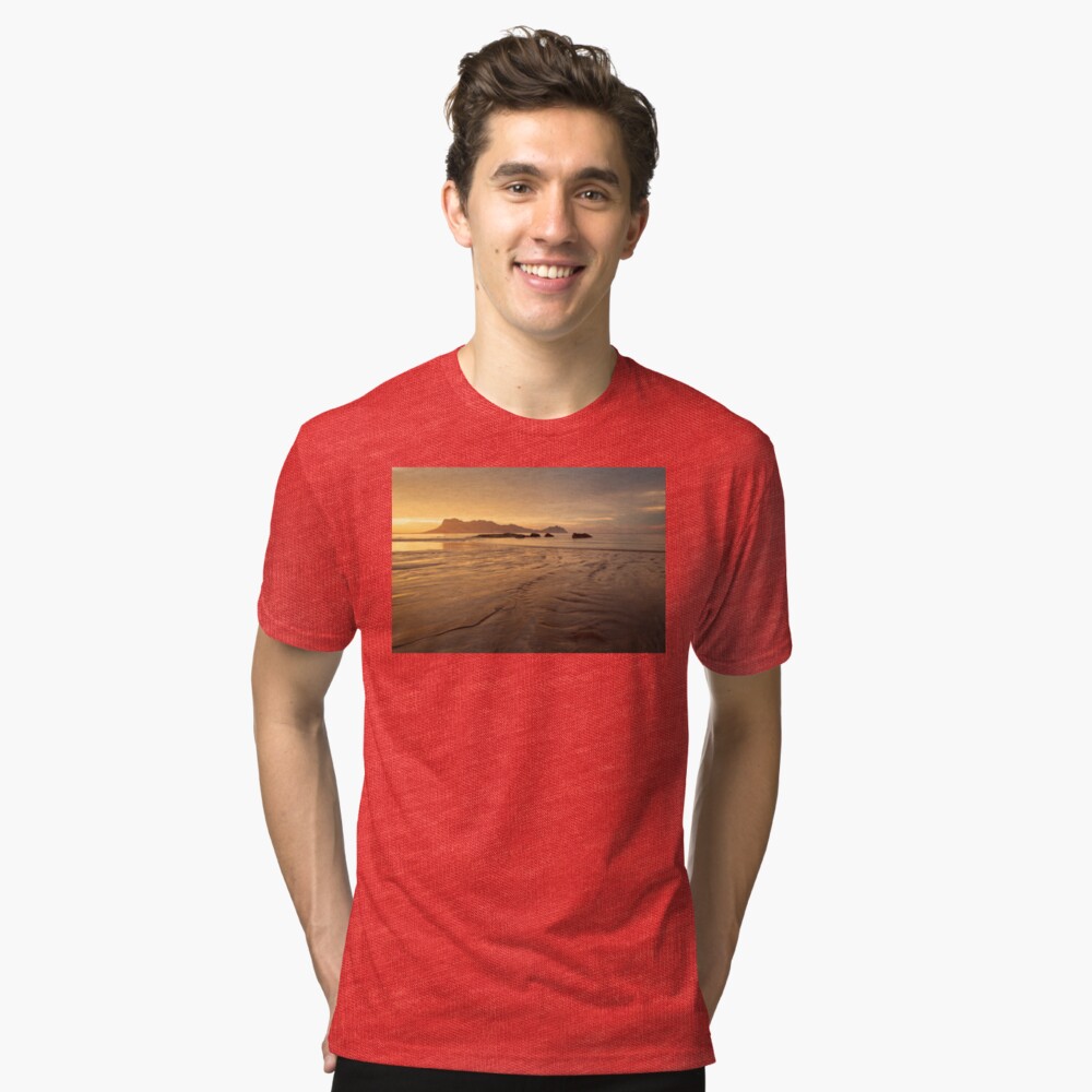 Golden light at beach in Borneo Bako national park Malaysia Tri-blend T-Shirt