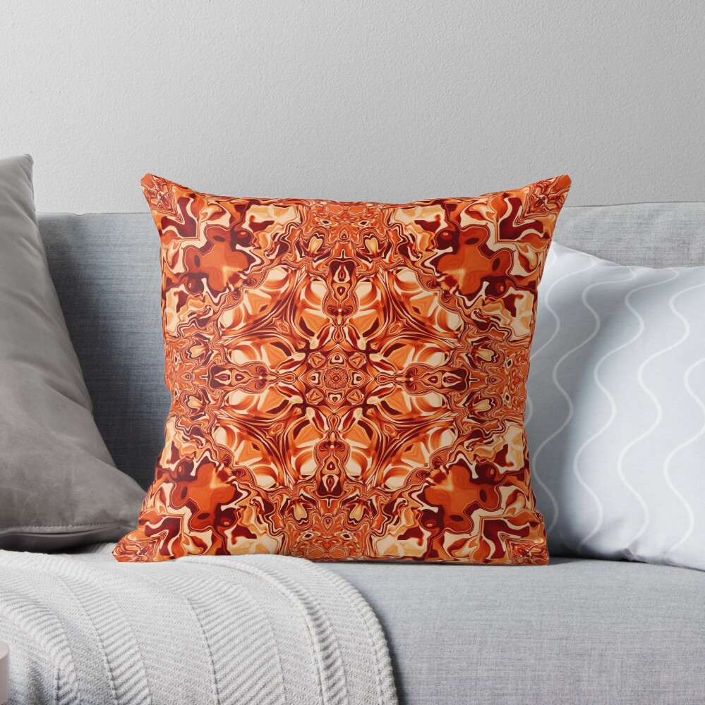 Liquefied Flow I - Orange Throw Pillow