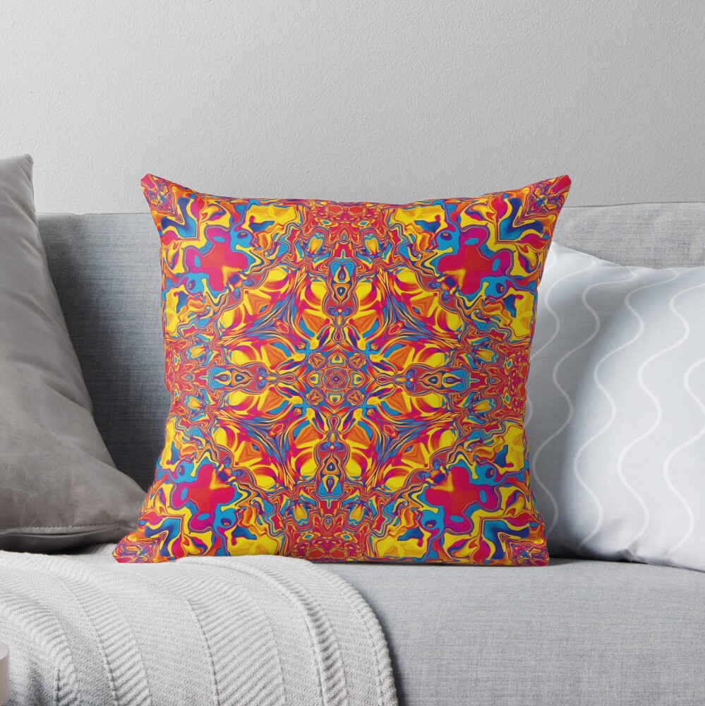Liquefied Flow I - RYB Throw Pillow