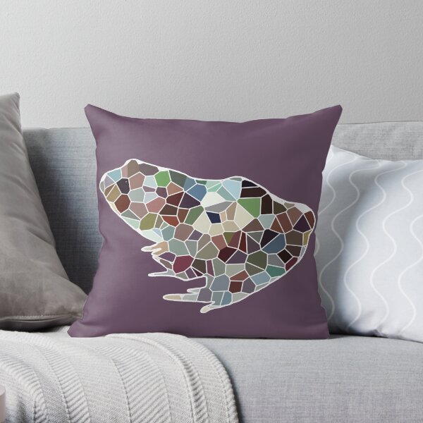 Purple geometrical frog Throw Pillow