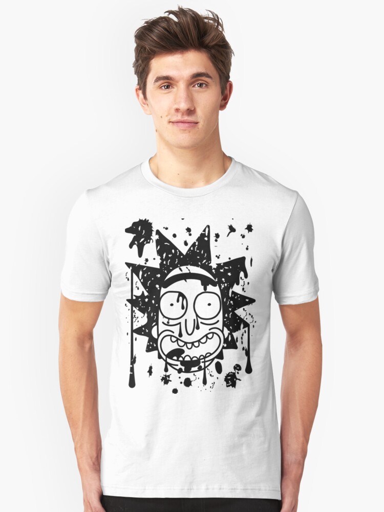 Alternate view of Dripping Happy Rick Sanchez Black Slim Fit T-Shirt