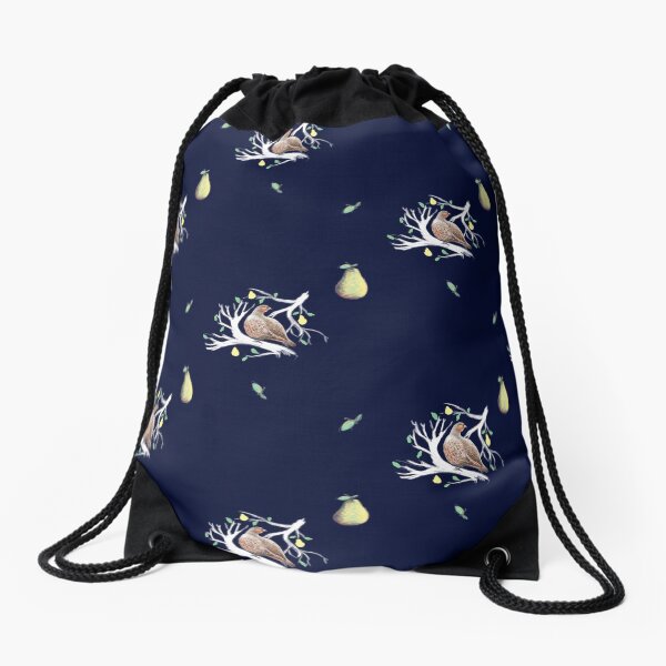 partridge and pear Drawstring Bag