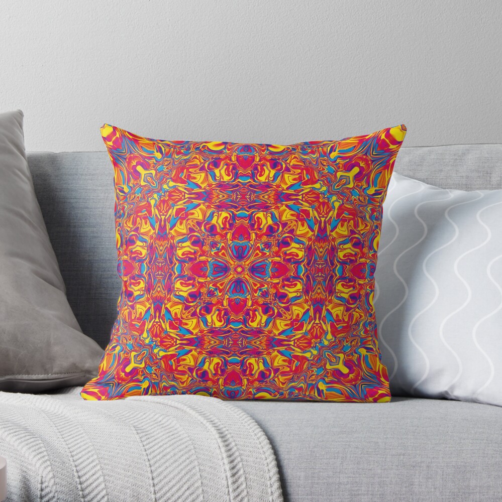 Liquefied Flow II - RYB Throw Pillow
