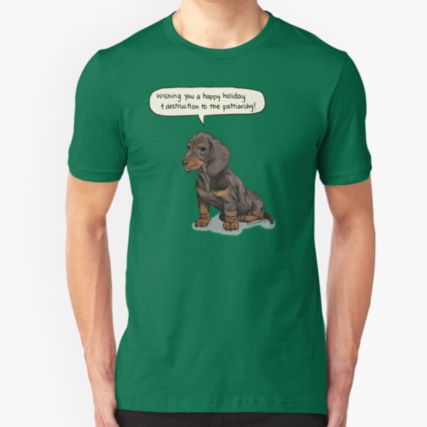 Feminist Dachshund Xmas Slim Fit T-Shirt
