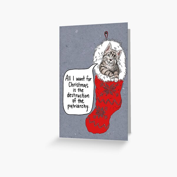 Feminist Kitten Xmas Greeting Card