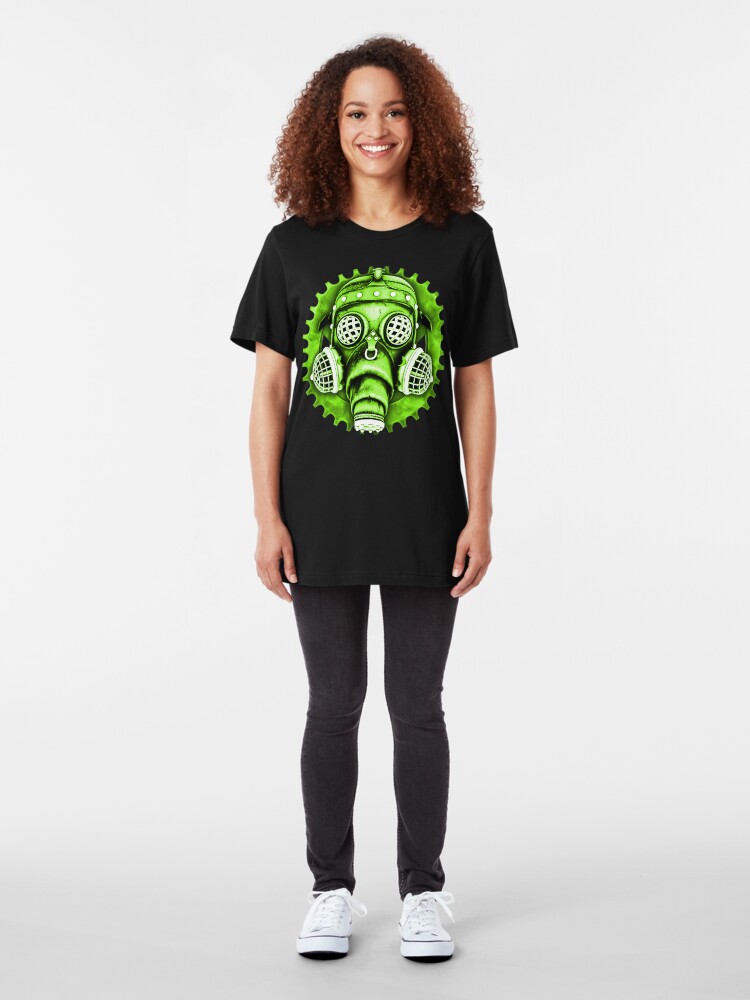 Alternate view of Steampunk / Cyberpunk Gas Mask #1E Steampunk T-Shirts Slim Fit T-Shirt