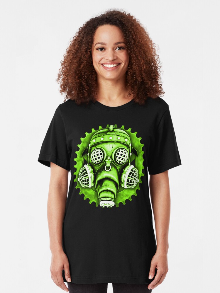 Alternate view of Steampunk / Cyberpunk Gas Mask #1E Steampunk T-Shirts Slim Fit T-Shirt