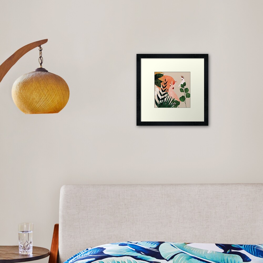 Cockatoo jungle modern Framed Art Print
