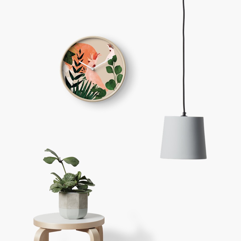 Cockatoo jungle modern Clock