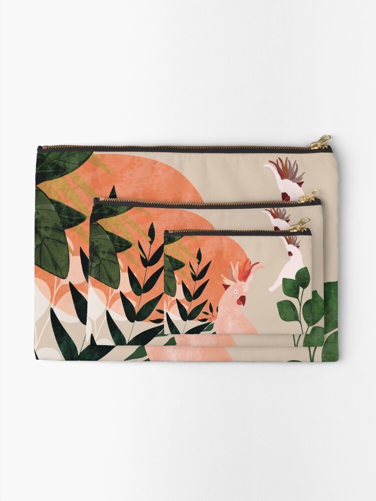 Alternate view of Cockatoo jungle modern Zipper Pouch