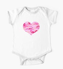 Pink Camo Heart One Piece - Short Sleeve