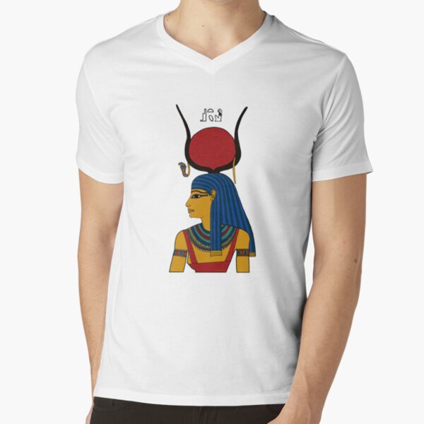 ASET I Göttin Ägypten T-Shirt mit V-Ausschnitt
