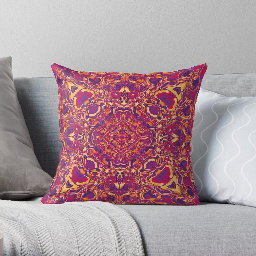 Liquefied Flow IV - Red Grape Throw Pillow