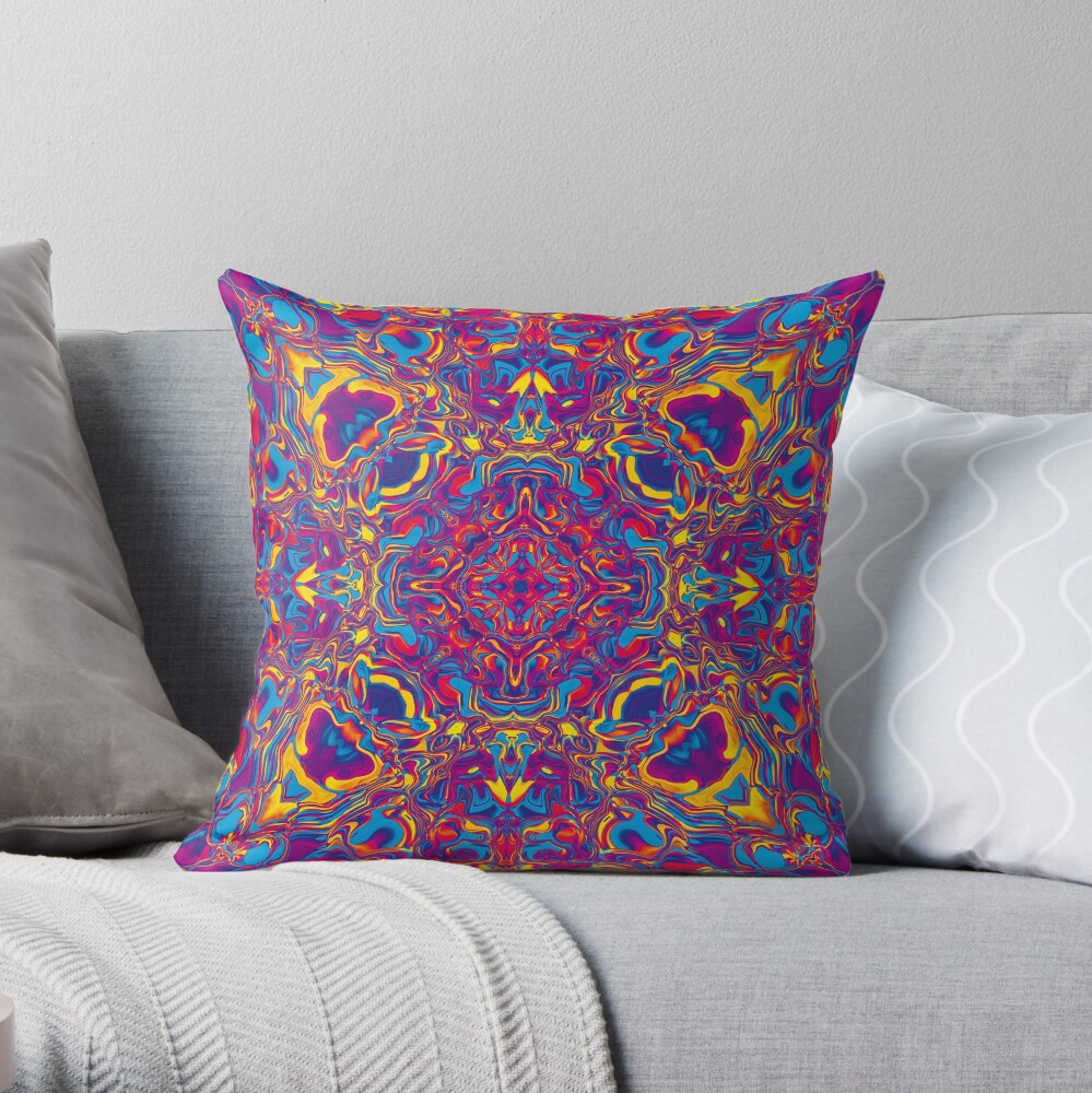 Liquefied Flow IV - CMY Throw Pillow