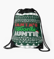 Santa's Favorite Auntie Ugly Christmas Gift Women Drawstring Bag