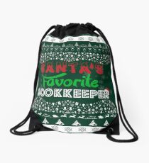 Santa's Favorite Bookkeeper Ugly Christmas Gift Men Women Drawstring Bag