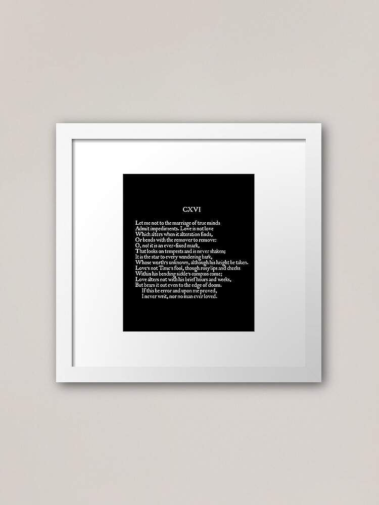 Alternate view of Shakespeare Sonnet 116 True Love Poem (Let me not to the marriage of true minds / Admit impediments) Framed Art Print