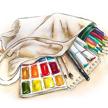 ART SUPPLIES Digital Clipart Instant Download Illustration Clip Art  Watercolor Paintbrush Artist Studio Craft Palette Paint Sketch School 