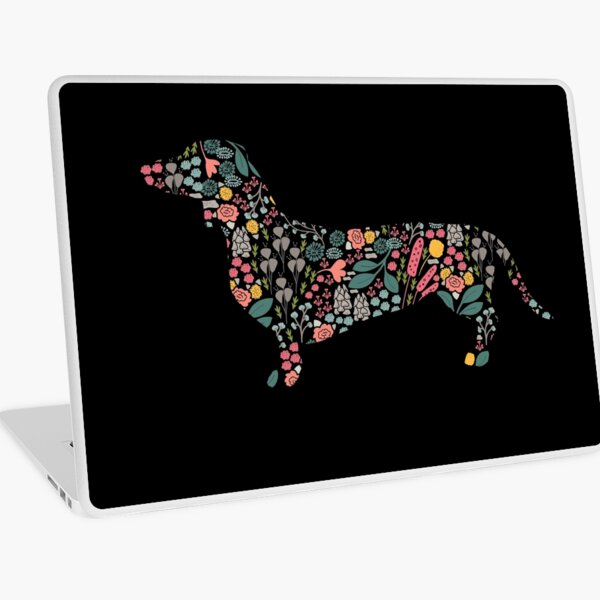 Dachshund Floral Watercolor Art Laptop Skin