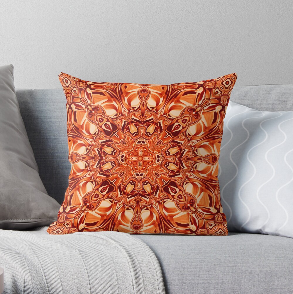 Liquefied Flow VI - Orange Throw Pillow