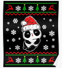 Christmas Santa Panda Bear Sweater Cute Christmas Panda Poster