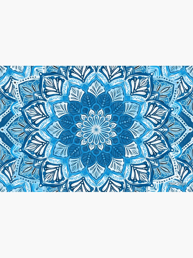 Boho Mandala in Monochrome Blue and White by micklyn