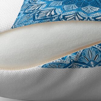 Alternate view of Boho Mandala in Monochrome Blue and White Floor Pillow