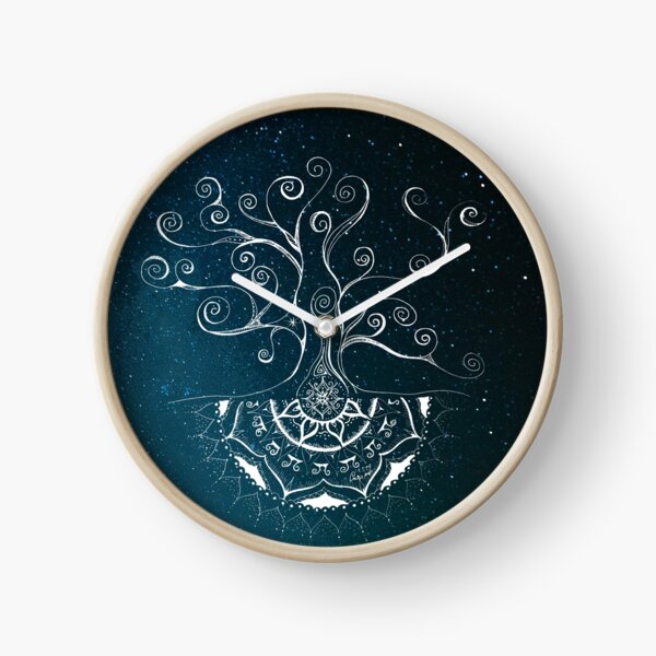 Mandala Baum des Lebens, handgemalt Uhr