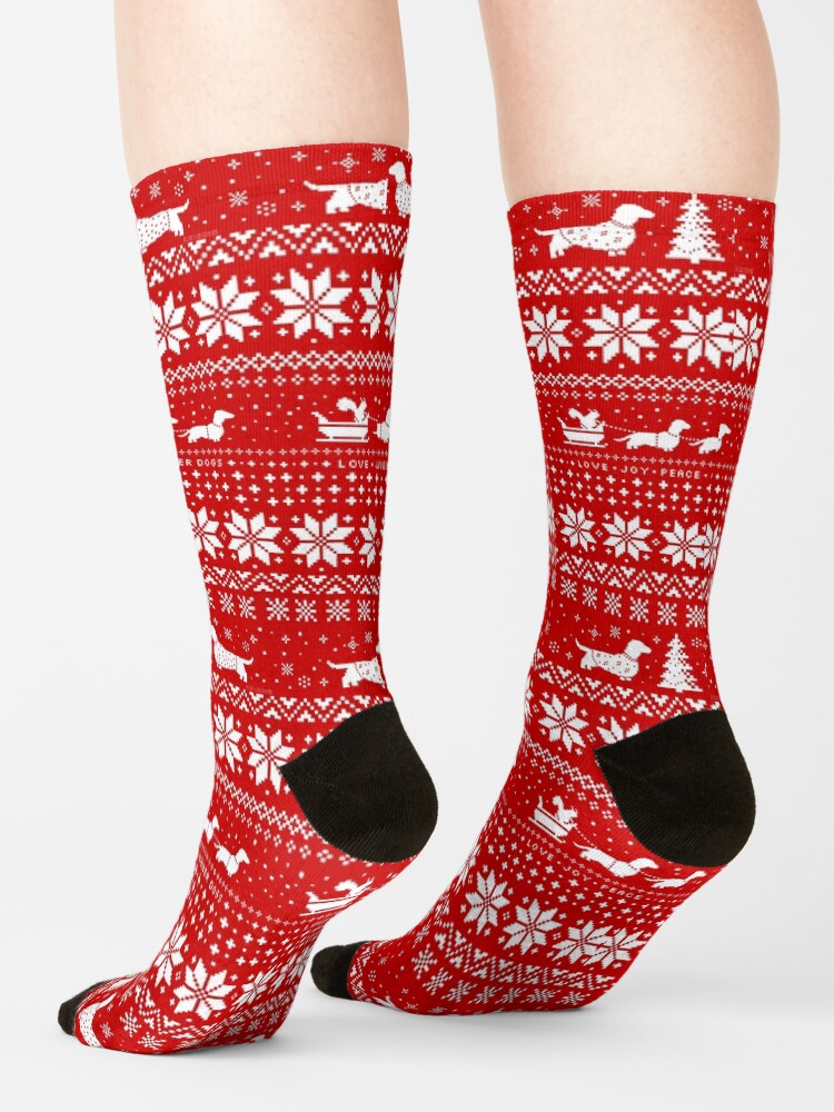 Alternate view of Dachshunds Christmas Sweater Pattern Socks