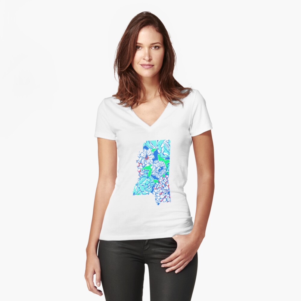 Lilly States - Mississippi Fitted V-Neck T-Shirt