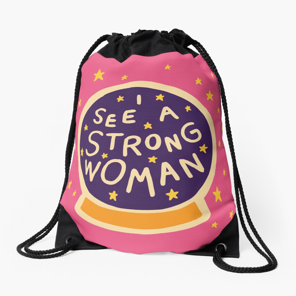 I see a strong woman Drawstring Bag