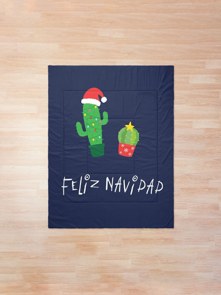 Christmas Cactis Feliz Navidad Apparel Spanish Comforter By